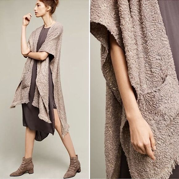 Anthropologie “metallic kimono” sleeveless duster cardigan neutral all sizes NWT - Picture 1 of 16